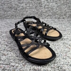 B.O.C Sandals Womens 11 M Slip On Strappy Slingback Flat Black Z27709